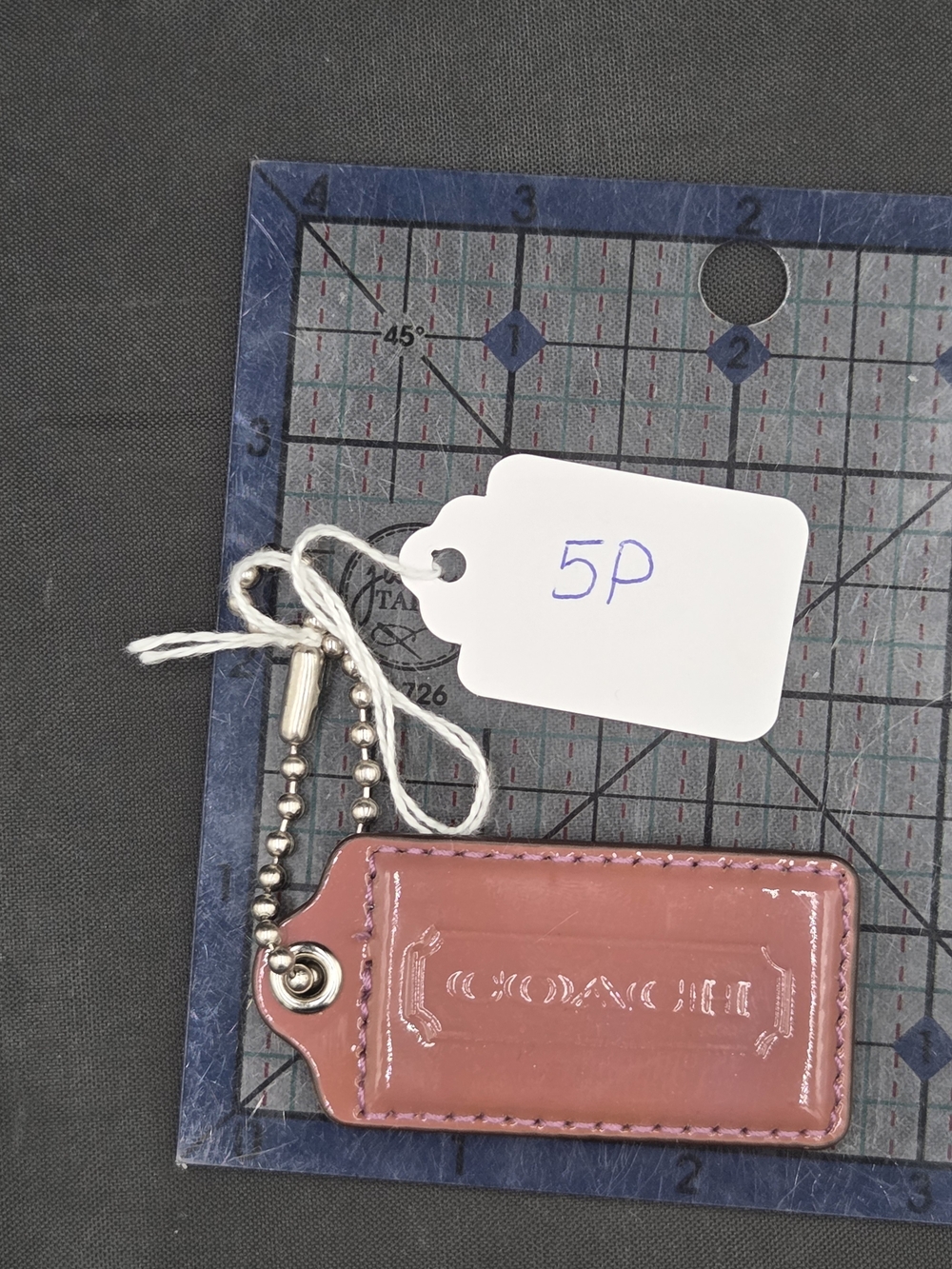 Glossy Peach Patent Leather Keychain Tag